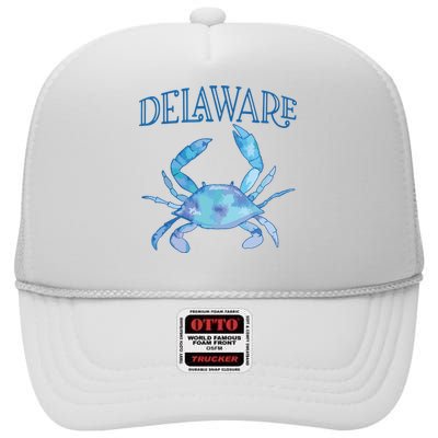 Delawares Beautiful Blue Crab Delaware High Crown Mesh Back Trucker Hat