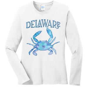 Delawares Beautiful Blue Crab Delaware Ladies Long Sleeve Shirt