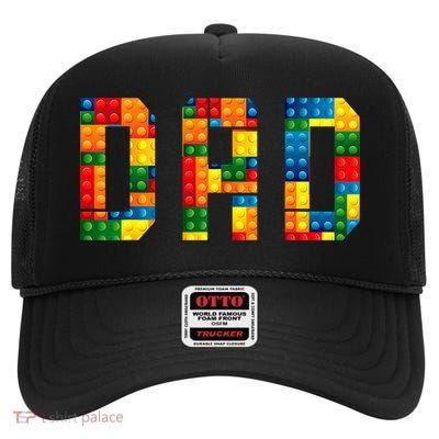 Dad Brick Builder Funny Blocks Master Builder High Crown Mesh Back Trucker Hat