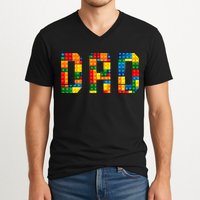 Dad Brick Builder Funny Blocks Master Builder V-Neck T-Shirt