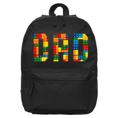 Dad Brick Builder Funny Blocks Master Builder 16 in Basic Backpack