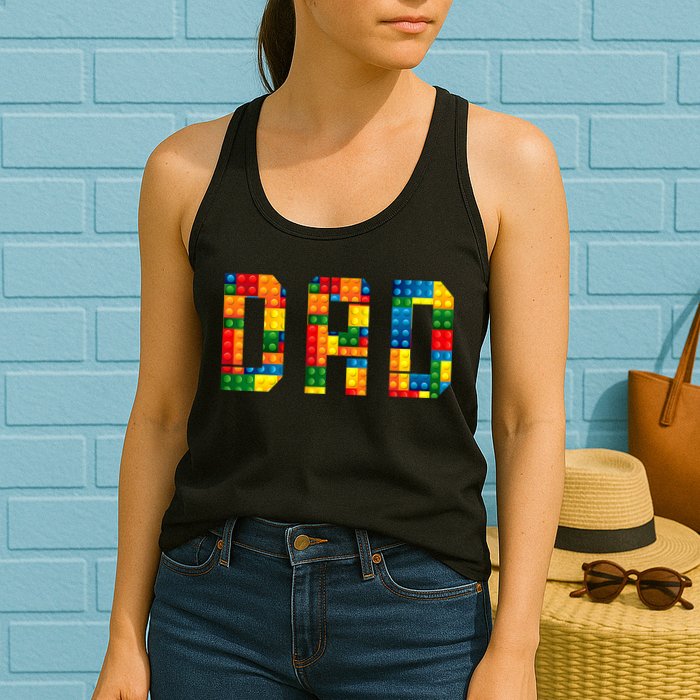 Dad Brick Builder Funny Blocks Master Builder Womens Tank Top