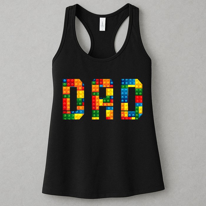 Dad Brick Builder Funny Blocks Master Builder Womens Tank Top