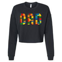 Dad Brick Builder Funny Blocks Master Builder Cropped Pullover Crew