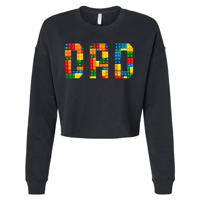 Dad Brick Builder Funny Blocks Master Builder Cropped Pullover Crew