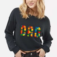 Dad Brick Builder Funny Blocks Master Builder Cropped Pullover Crew