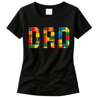 Dad Brick Builder Funny Blocks Master Builder Womens T-Shirt