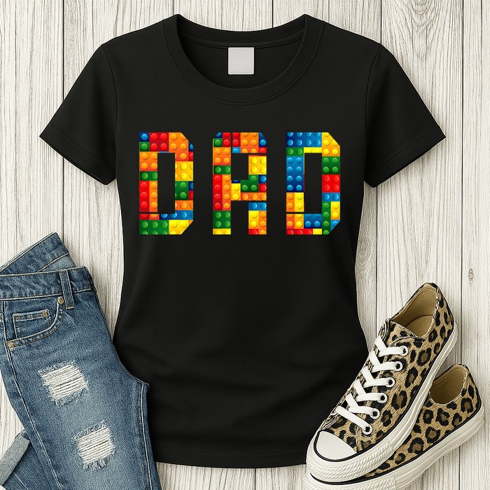 Dad Brick Builder Funny Blocks Master Builder Womens T-Shirt