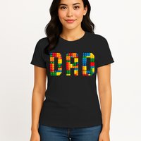 Dad Brick Builder Funny Blocks Master Builder Womens T-Shirt