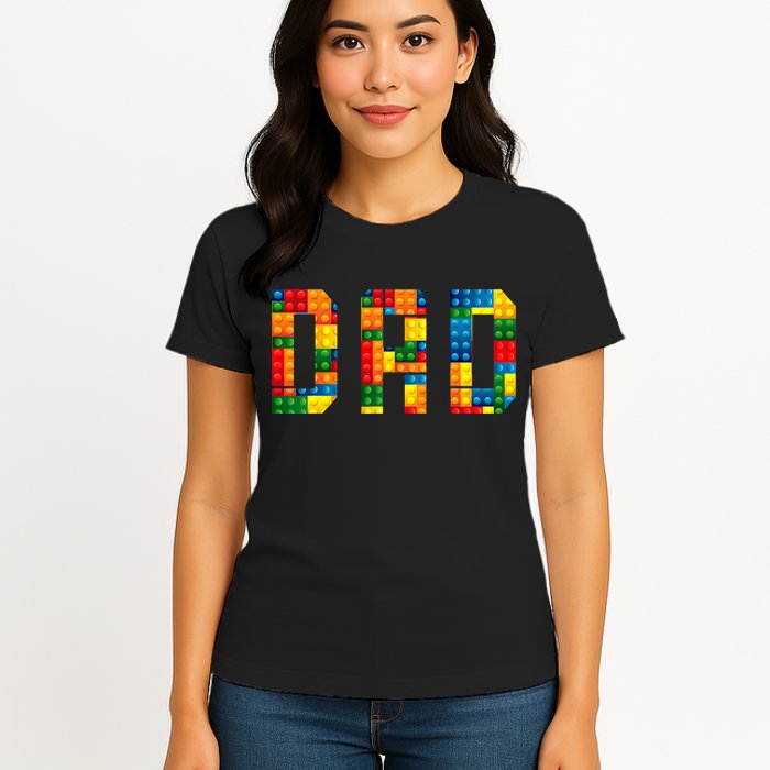 Dad Brick Builder Funny Blocks Master Builder Womens T-Shirt