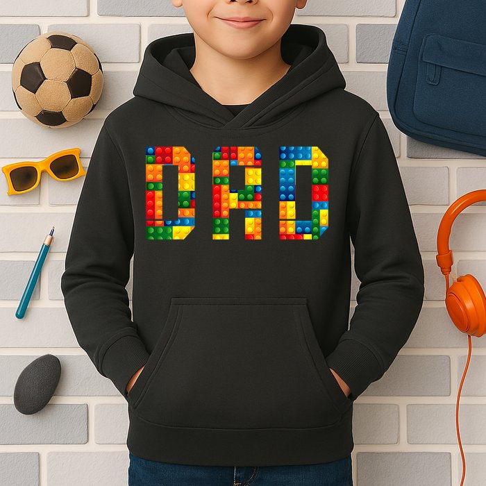 Dad Brick Builder Funny Blocks Master Builder Kids Hoodie
