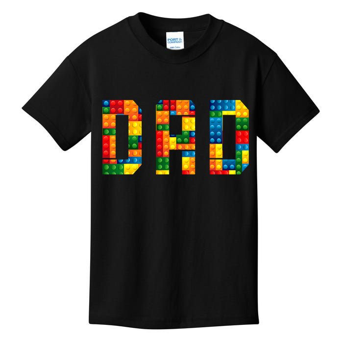 Dad Brick Builder Funny Blocks Master Builder Kids T-Shirt