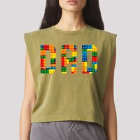 Dad Brick Builder Funny Blocks Master Builder Garment-Dyed Women's Muscle Tee