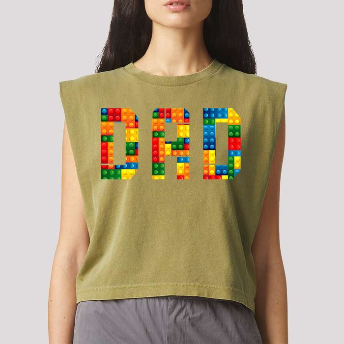 Dad Brick Builder Funny Blocks Master Builder Garment-Dyed Women's Muscle Tee