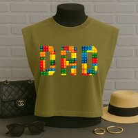 Dad Brick Builder Funny Blocks Master Builder Garment-Dyed Women's Muscle Tee