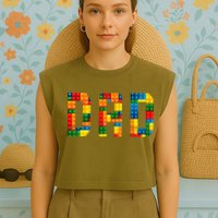 Dad Brick Builder Funny Blocks Master Builder Garment-Dyed Women's Muscle Tee