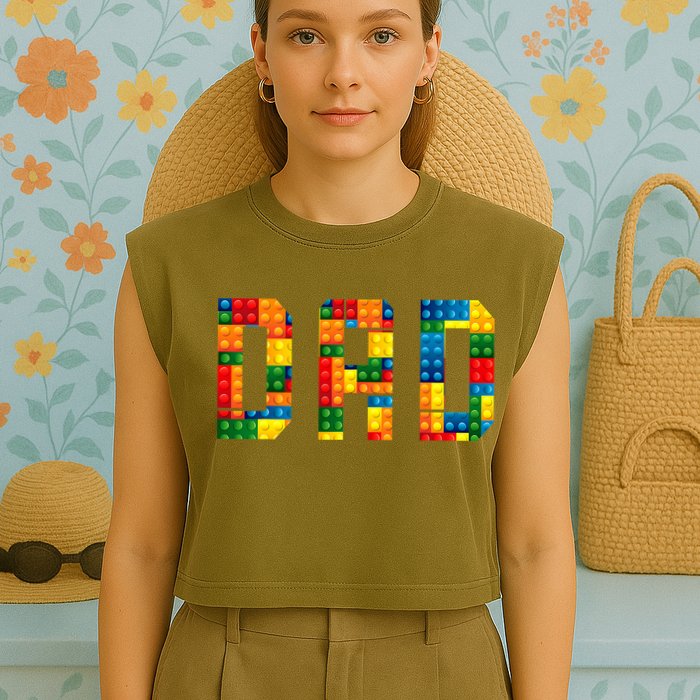 Dad Brick Builder Funny Blocks Master Builder Garment-Dyed Women's Muscle Tee