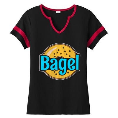 Distressed Bagel Baking And Bagel Lovers Baker Gift Ladies Halftime Notch Neck Tee