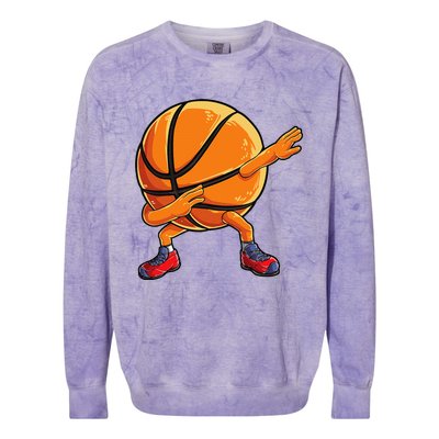 Dabbing Basketball Ball Funny Sports Player Colorblast Crewneck Sweatshirt