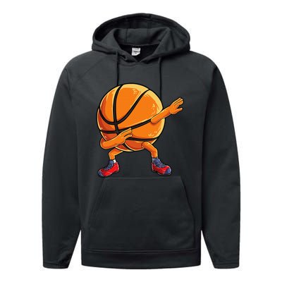 Dabbing Basketball Ball Funny Sports Player Performance Fleece Hoodie