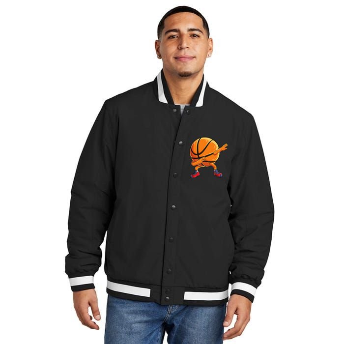 Dabbing Basketball Ball Funny Sports Player Insulated Varsity Jacket