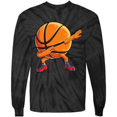 Dabbing Basketball Ball Funny Sports Player Tie-Dye Long Sleeve Shirt