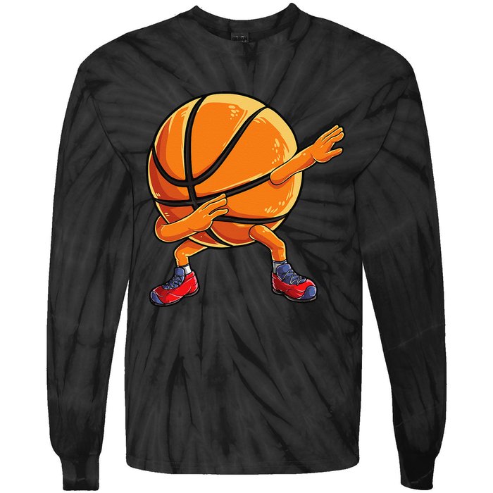 Dabbing Basketball Ball Funny Sports Player Tie-Dye Long Sleeve Shirt