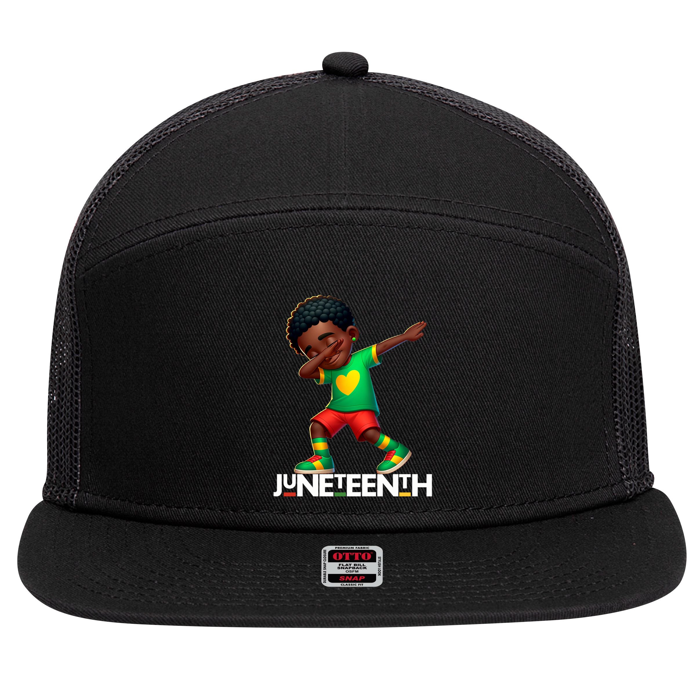 Dabbing Black Brown Skin Prince Junenth 1865 Gift 7 Panel Mesh Trucker Snapback Hat