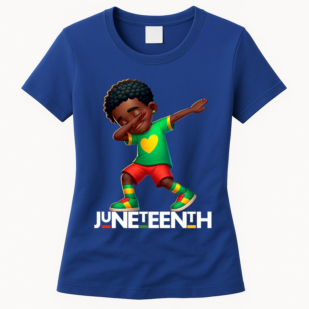Dabbing Black Brown Skin Prince Junenth 1865 Gift Womens T-Shirt