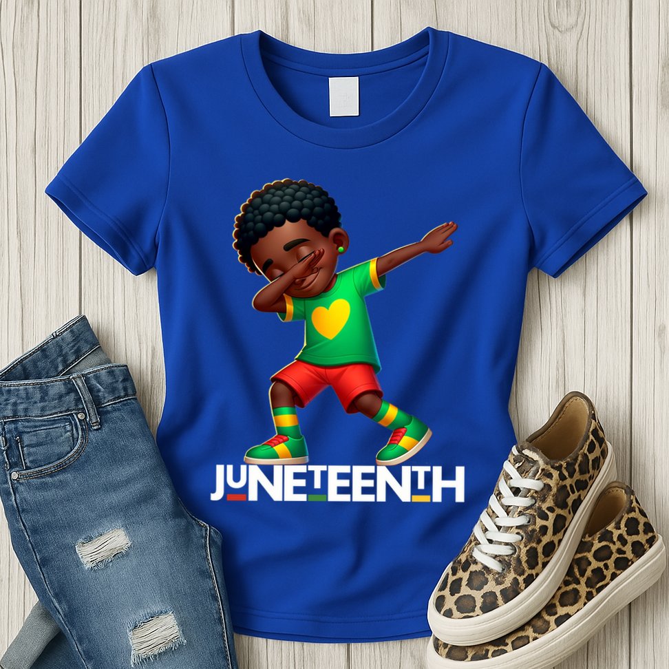 Dabbing Black Brown Skin Prince Junenth 1865 Gift Womens T-Shirt