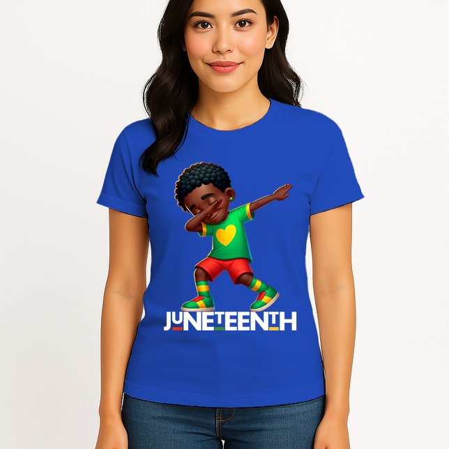 Dabbing Black Brown Skin Prince Junenth 1865 Gift Womens T-Shirt