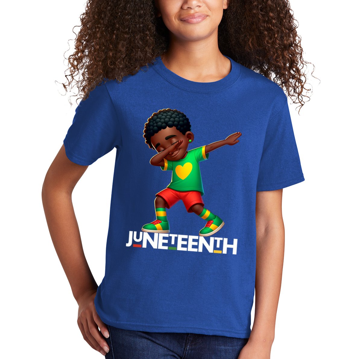 Dabbing Black Brown Skin Prince Junenth 1865 Gift Kids T-Shirt