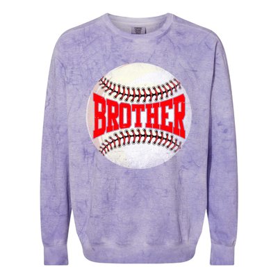 Distressed Baseball Brother Funny Fathers Day Gift Colorblast Crewneck Sweatshirt