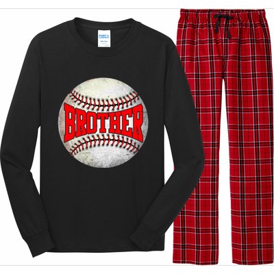 Distressed Baseball Brother Funny Fathers Day Gift Long Sleeve Pajama Set