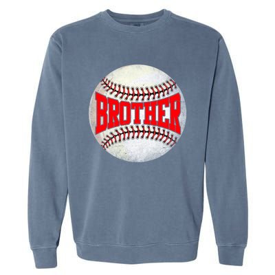 Distressed Baseball Brother Funny Fathers Day Gift Garment-Dyed Sweatshirt