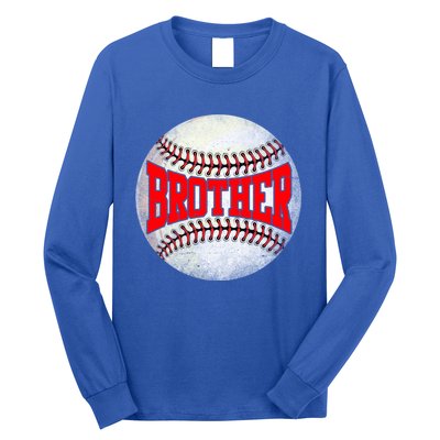 Distressed Baseball Brother Funny Fathers Day Gift Long Sleeve Shirt