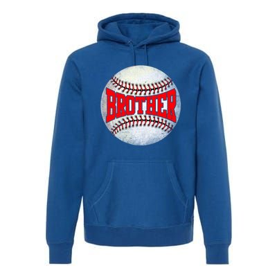 Distressed Baseball Brother Funny Fathers Day Gift Premium Hoodie