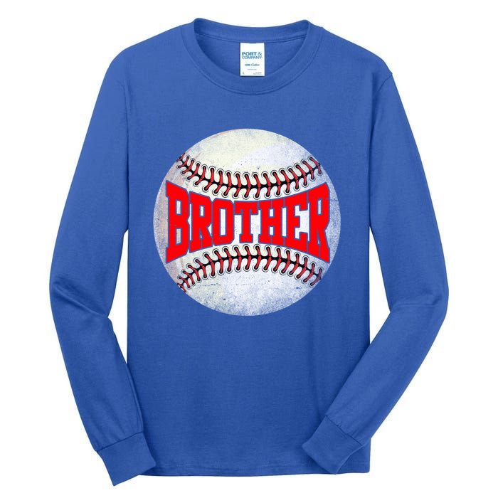 Distressed Baseball Brother Funny Fathers Day Gift Tall Long Sleeve T-Shirt