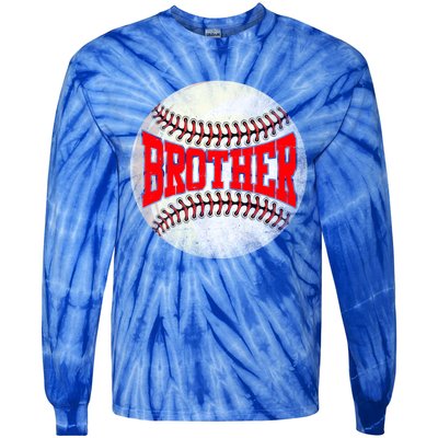 Distressed Baseball Brother Funny Fathers Day Gift Tie-Dye Long Sleeve Shirt