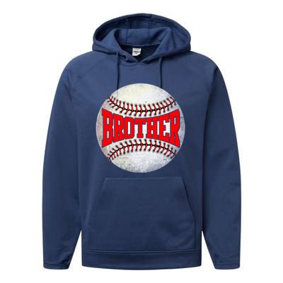 Distressed Baseball Brother Funny Fathers Day Gift Performance Fleece Hoodie