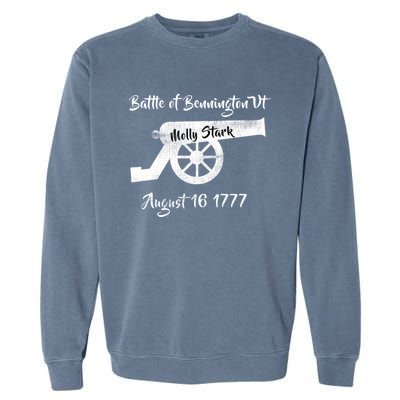 Distressed Battle Bennington Vt Day Molly Stark Cannon Retro Gift Garment-Dyed Sweatshirt