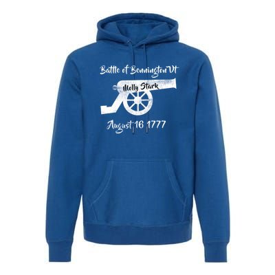 Distressed Battle Bennington Vt Day Molly Stark Cannon Retro Gift Premium Hoodie