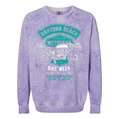 Daytona Beach Bike Week Retro Distressed Motorcycle Colorblast Crewneck Sweatshirt