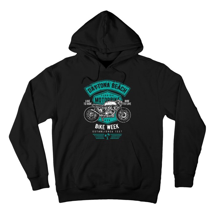 Daytona Beach Bike Week Retro Distressed Motorcycle Hoodie