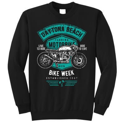 Daytona Beach Bike Week Retro Distressed Motorcycle Sweatshirt