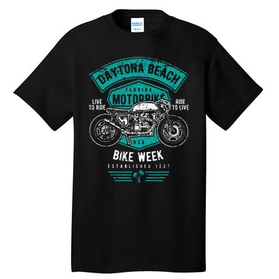 Daytona Beach Bike Week Retro Distressed Motorcycle Tall T-Shirt