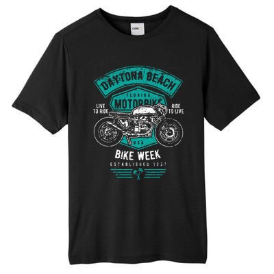 Daytona Beach Bike Week Retro Distressed Motorcycle Tall Fusion ChromaSoft Performance T-Shirt