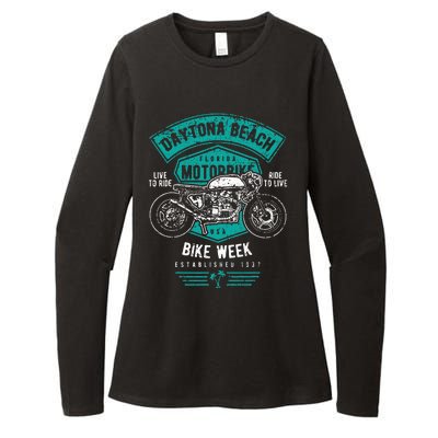 Daytona Beach Bike Week Retro Distressed Motorcycle Womens CVC Long Sleeve Shirt