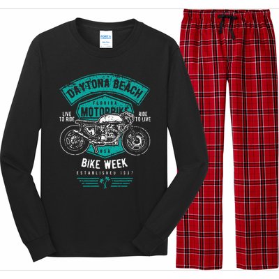 Daytona Beach Bike Week Retro Distressed Motorcycle Long Sleeve Pajama Set