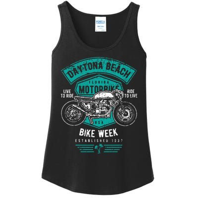 Daytona Beach Bike Week Retro Distressed Motorcycle Ladies Essential Tank